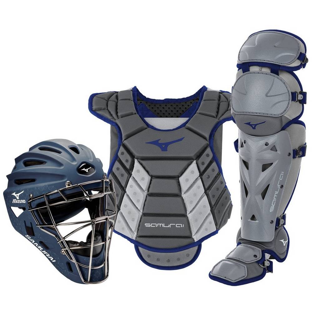 Womens Mizuno Samurai Boxed (13-14") Catchers Gear Set Grey/Navy Philippines (YLOKAN349)